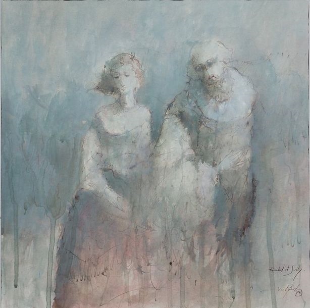 Artwork by Daniel Airam, Rachel and Sully, Made of watercolor