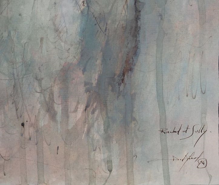 Artwork by Daniel Airam, Rachel and Sully, Made of watercolor