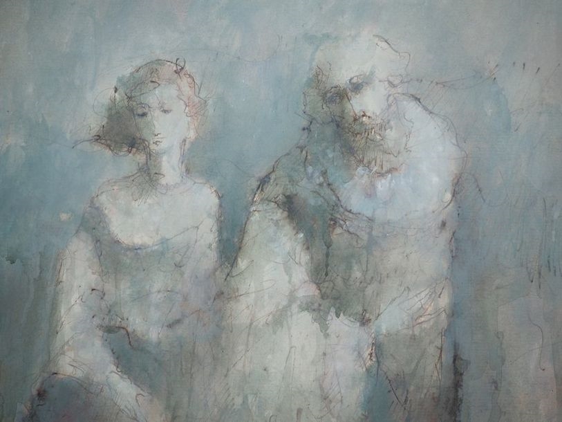 Artwork by Daniel Airam, Rachel and Sully, Made of watercolor