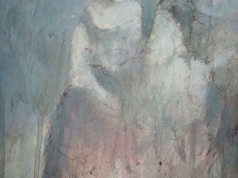 Artwork by Daniel Airam, Rachel and Sully, Made of watercolor