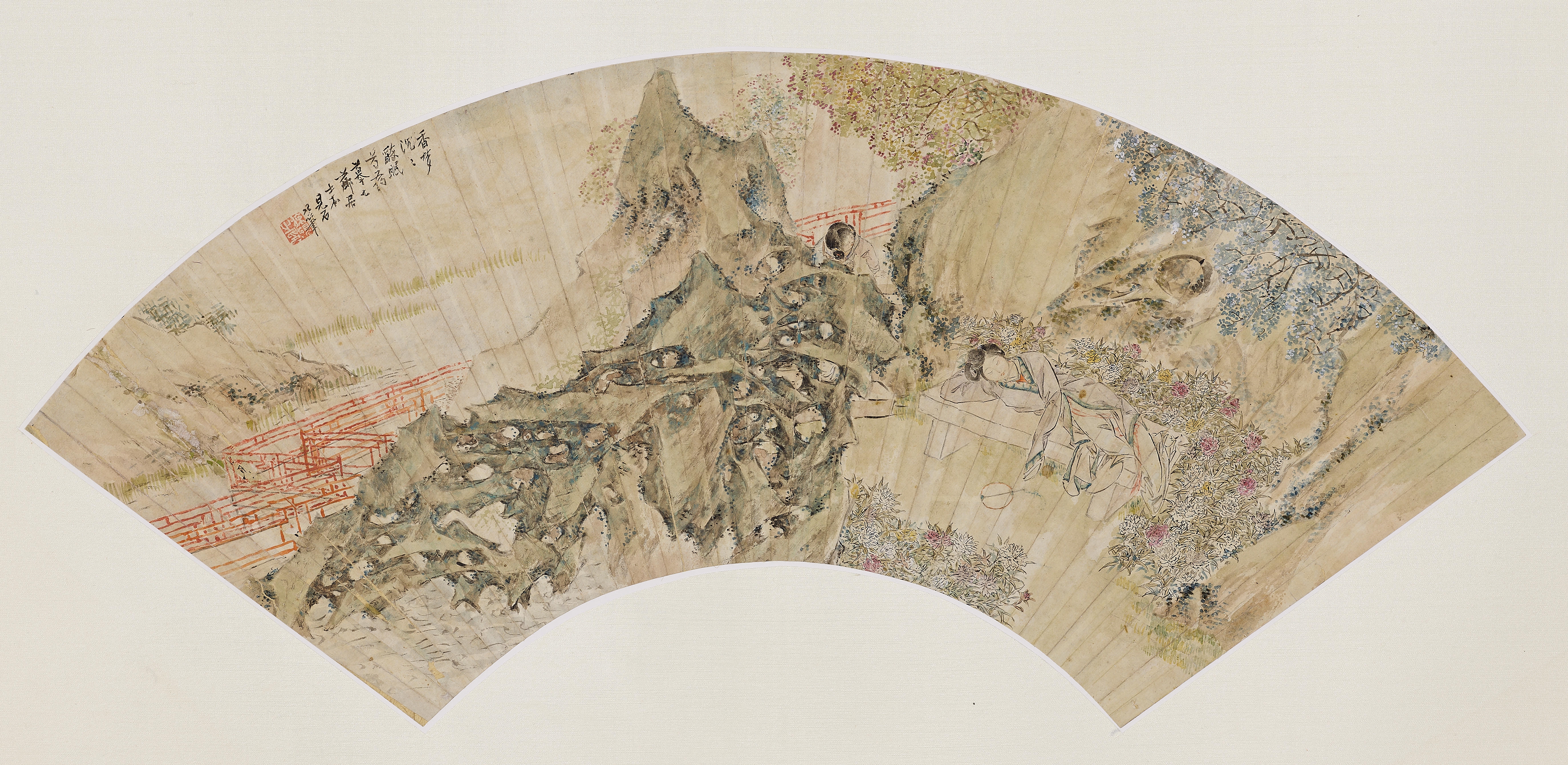 Artwork by Xu Yan, Dream of Peonies, Made of ink and colour on paper, scroll