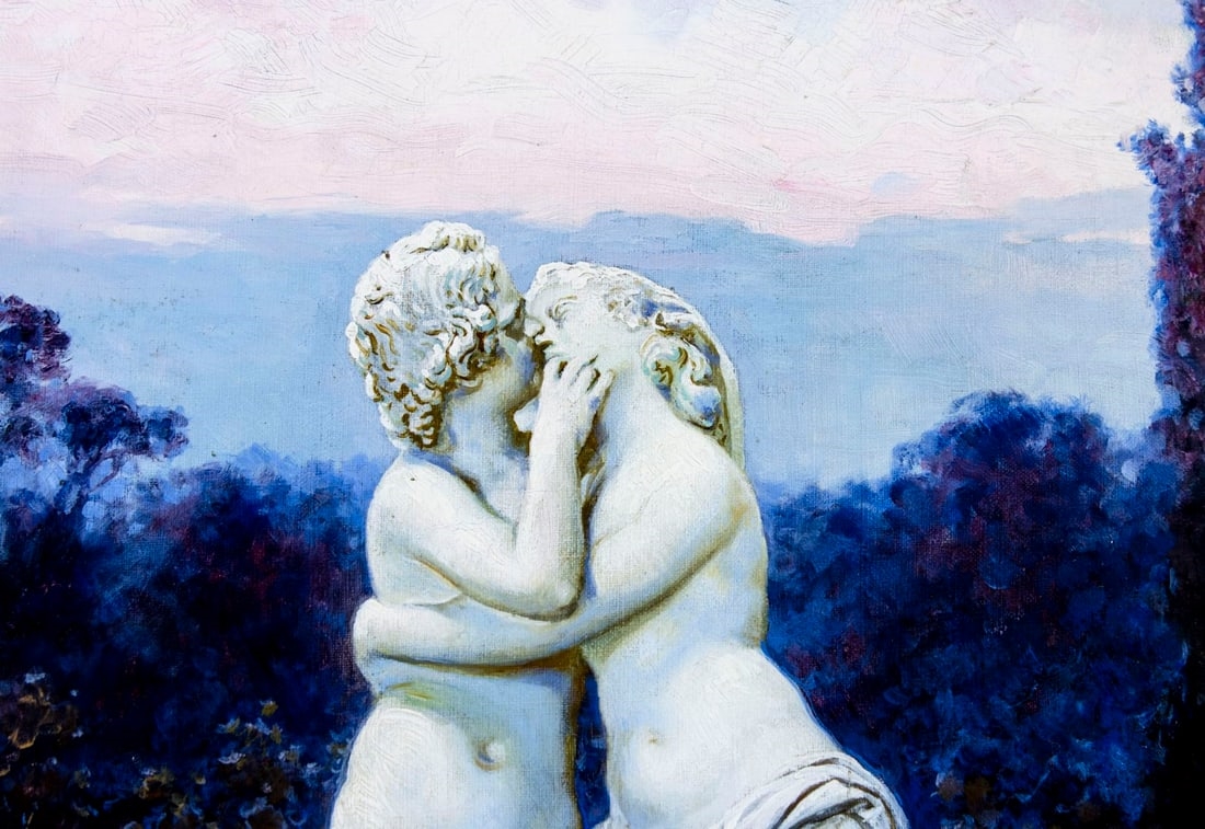 Artwork by Adolf Liebscher, Garden Fountain, Made of oil on canvas