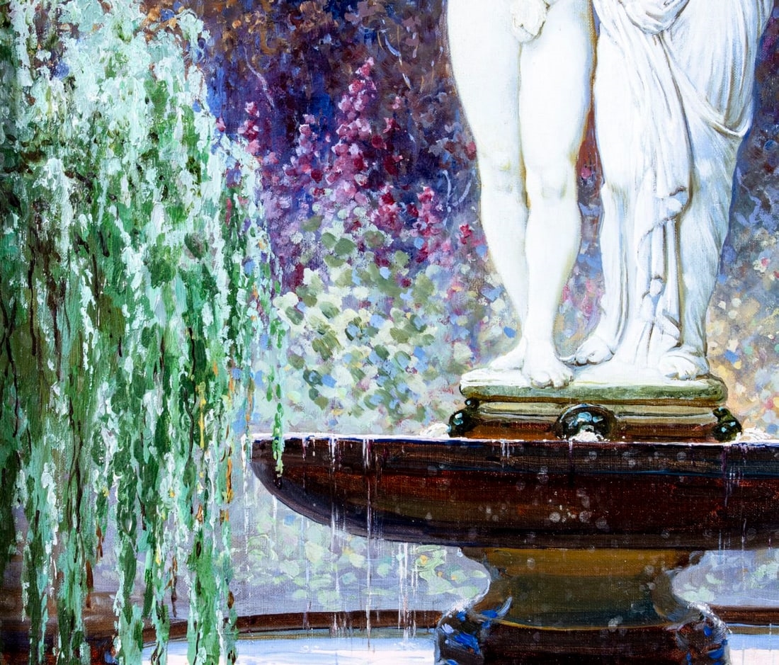 Artwork by Adolf Liebscher, Garden Fountain, Made of oil on canvas
