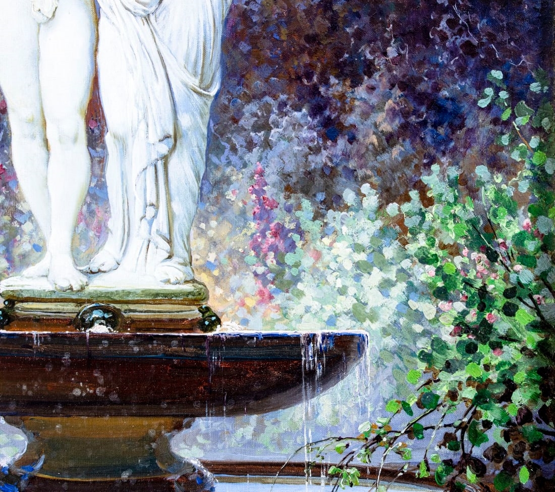 Artwork by Adolf Liebscher, Garden Fountain, Made of oil on canvas