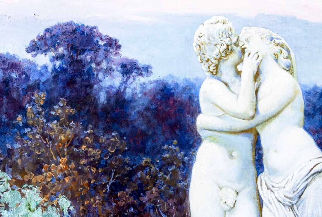 Artwork by Adolf Liebscher, Garden Fountain, Made of oil on canvas