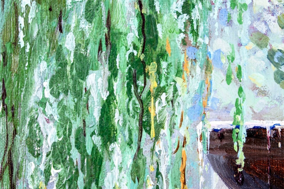 Artwork by Adolf Liebscher, Garden Fountain, Made of oil on canvas