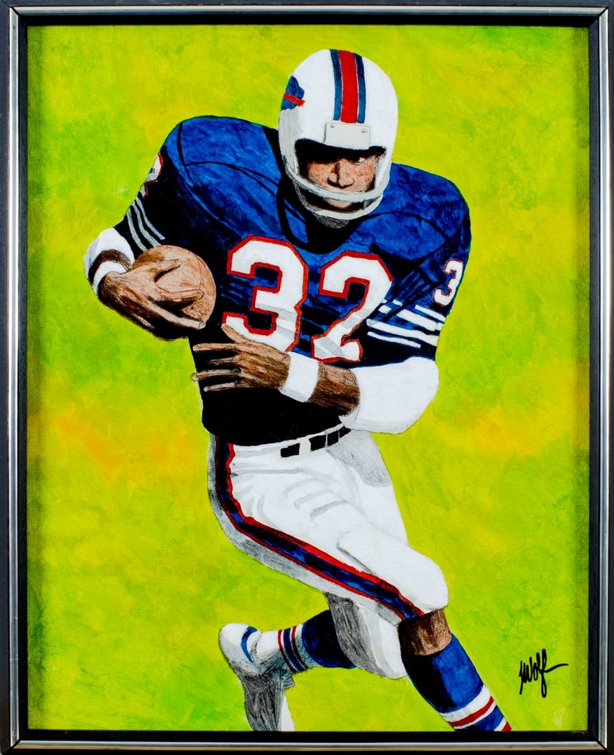 Artwork by Leon Wolf, Football Player - OJ Simpson, Buffalo Bills, Made of oil on canvas