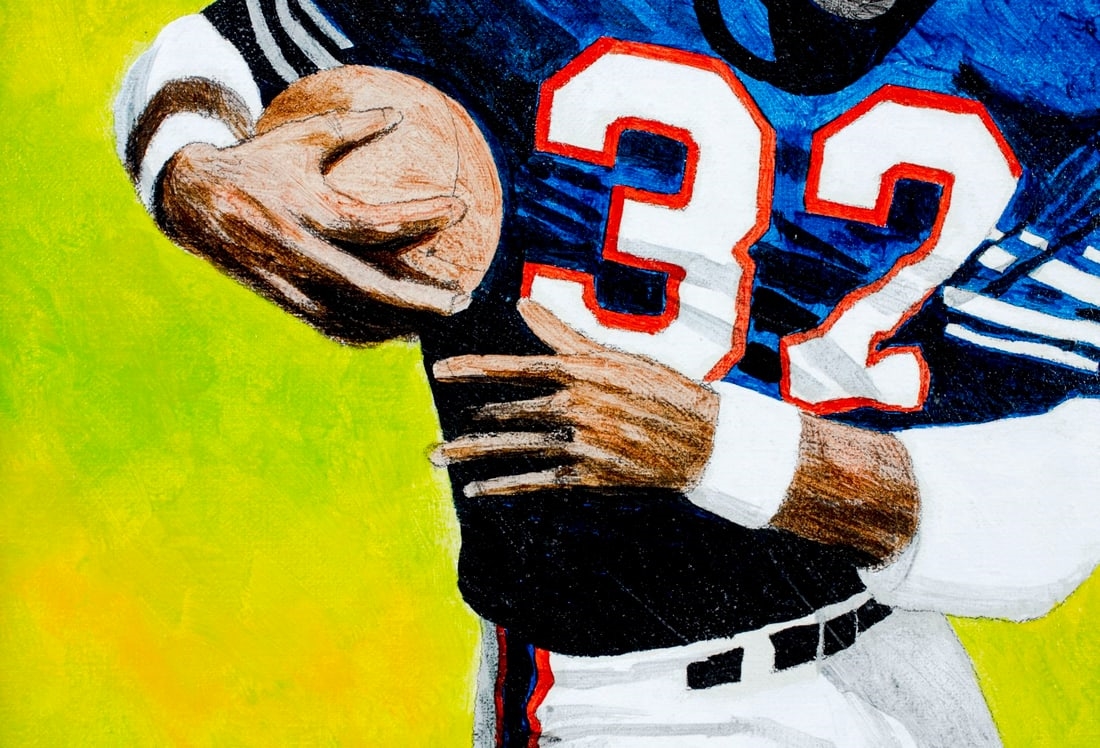 Artwork by Leon Wolf, Football Player - OJ Simpson, Buffalo Bills, Made of oil on canvas