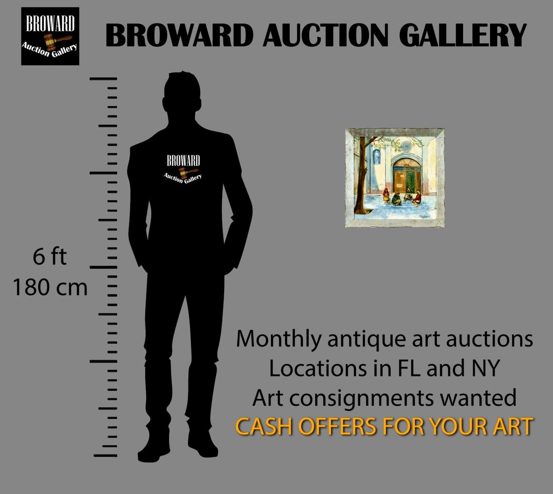 Artwork by Gladys Rodehaver, El Paso Cathedral Scene, Made of oil on board