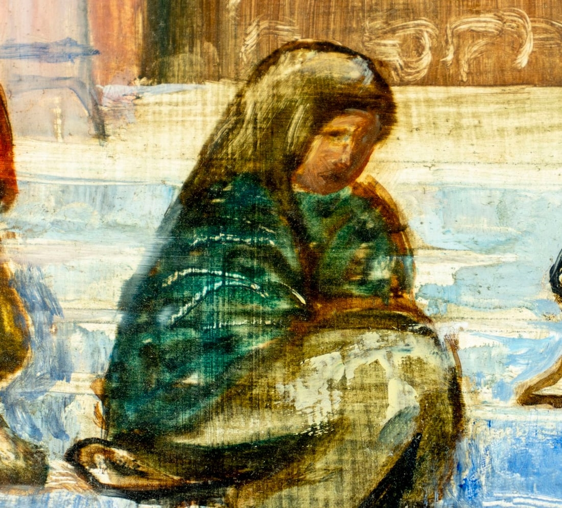 Artwork by Gladys Rodehaver, El Paso Cathedral Scene, Made of oil on board