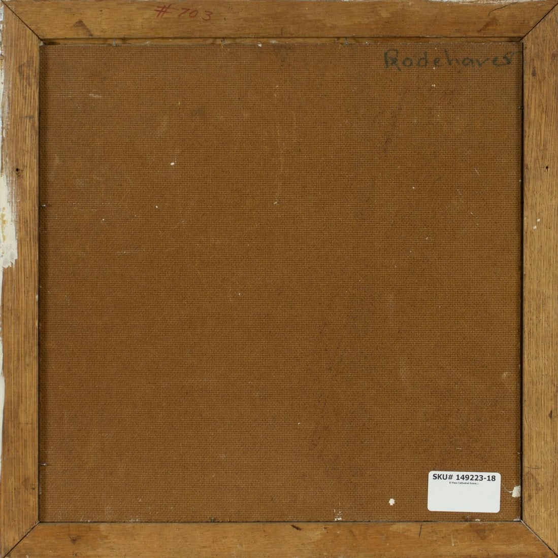 Artwork by Gladys Rodehaver, El Paso Cathedral Scene, Made of oil on board