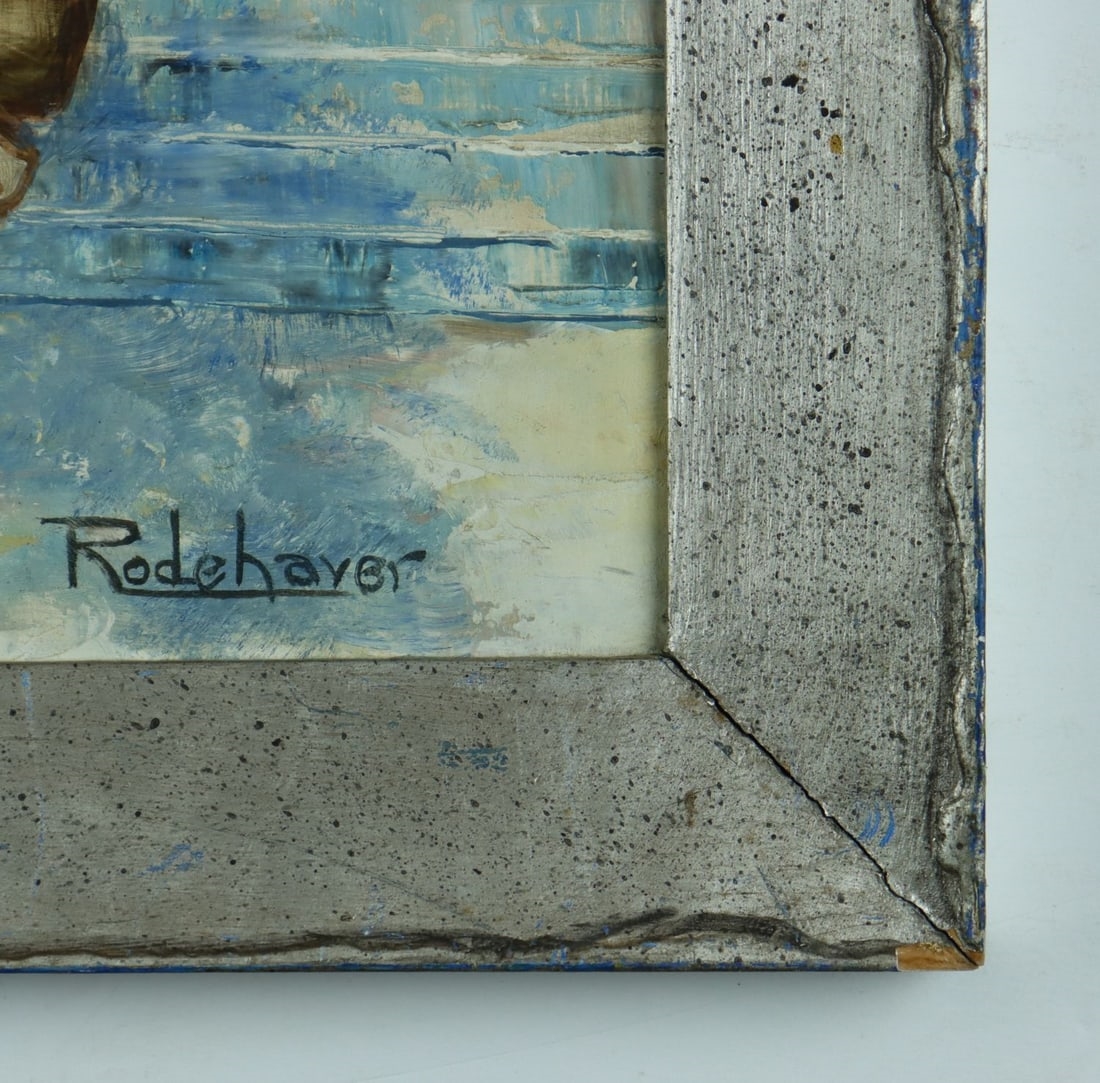 Artwork by Gladys Rodehaver, El Paso Cathedral Scene, Made of oil on board