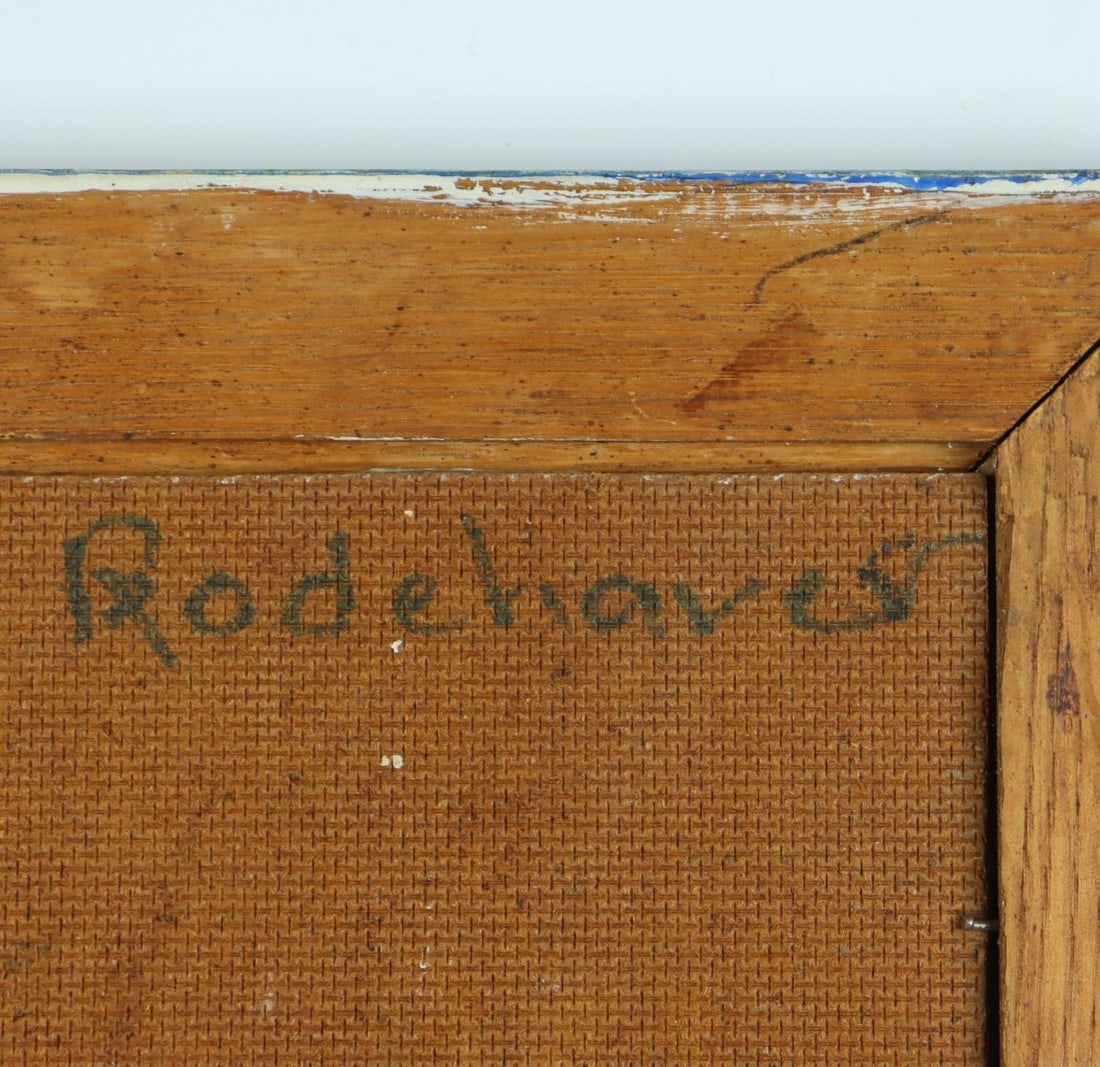 Artwork by Gladys Rodehaver, El Paso Cathedral Scene, Made of oil on board