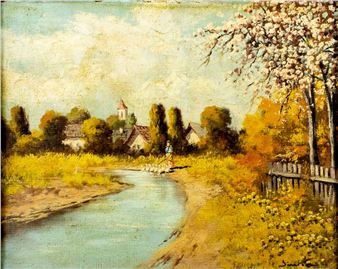 Country Stream Landscape - Hungarian School, 20th Century