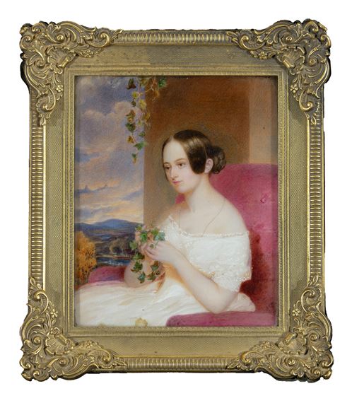 Emanuel Thomas Peter | Portrait miniature of a young lady wearing a ...