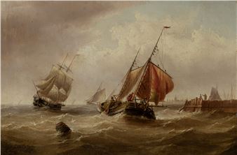 Merchant sail taking full advantage of the high tide - Claude Thomas Stanfield Moore