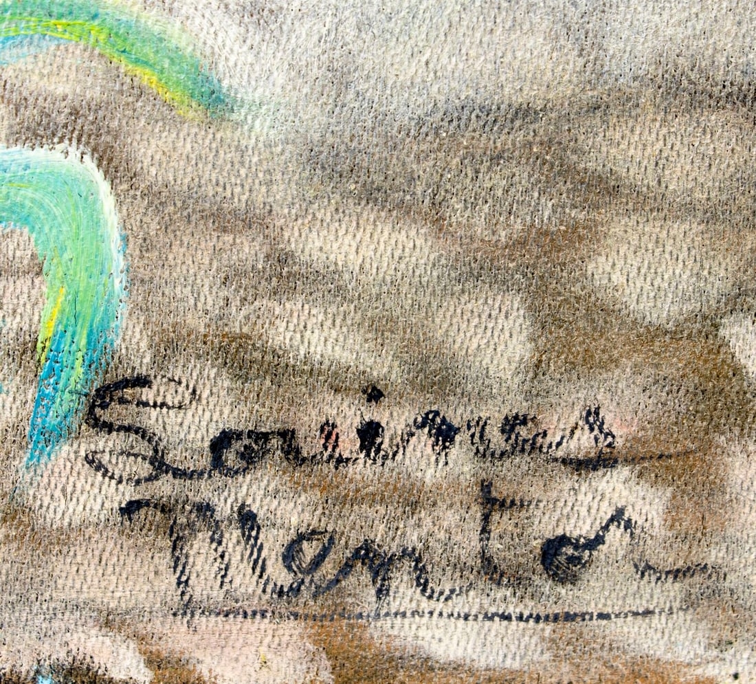 Artwork by Louines Mentor, Haitian Village Landscape with Animals, Made of oil on canvas