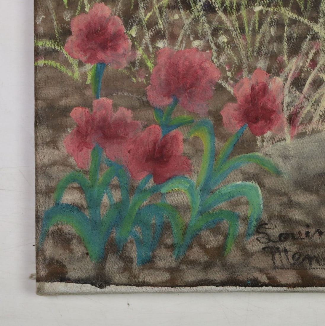 Artwork by Louines Mentor, Haitian Village Landscape with Animals, Made of oil on canvas