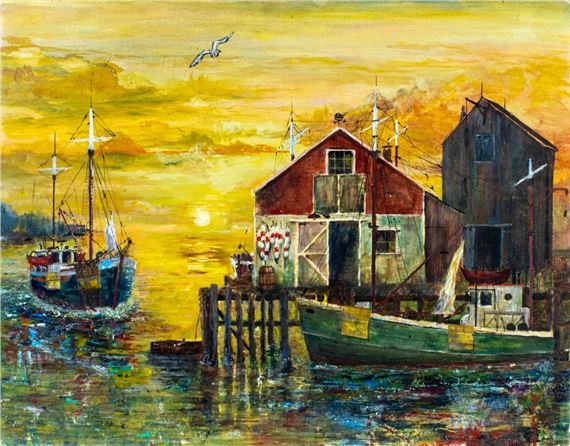 Harbor Scene by Craig Sloss, 1971