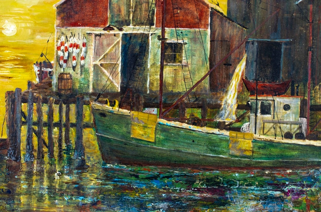 Artwork by Craig Sloss, Harbor Scene, Made of oil on canvas board