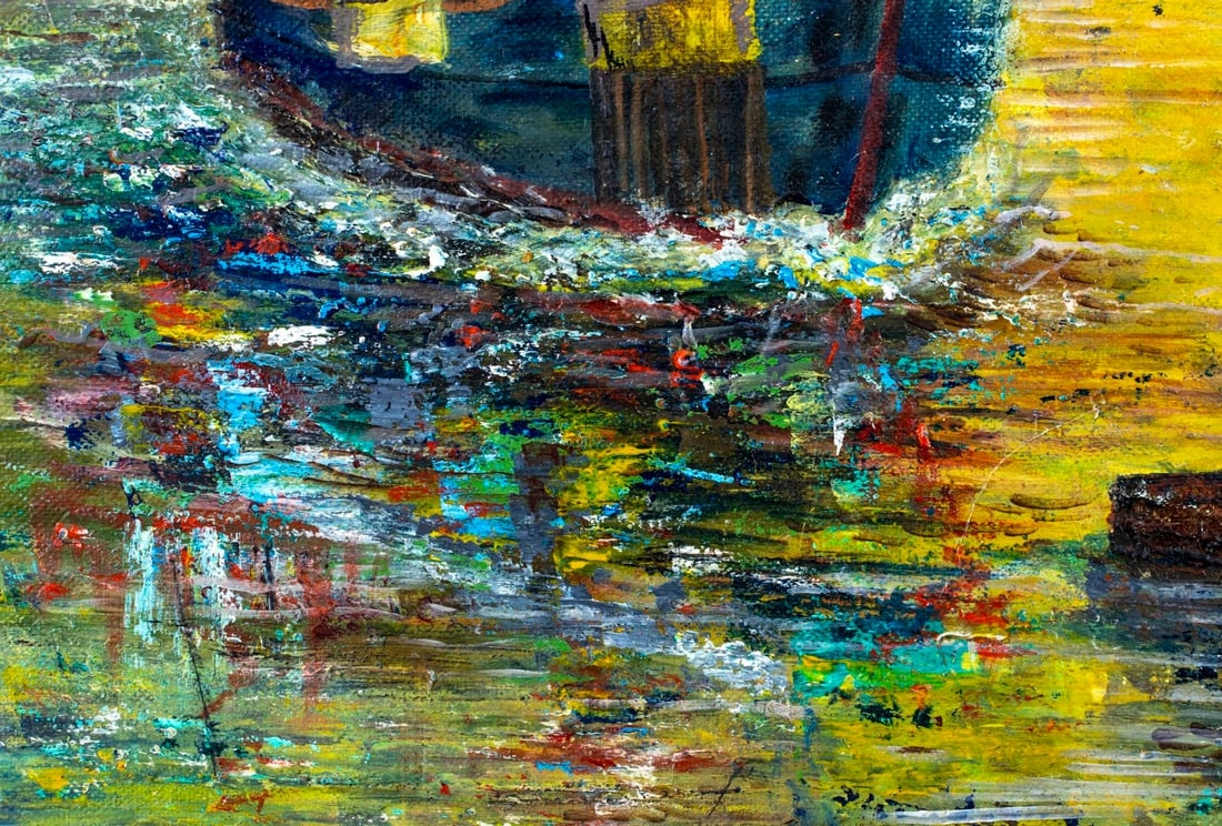 Artwork by Craig Sloss, Harbor Scene, Made of oil on canvas board