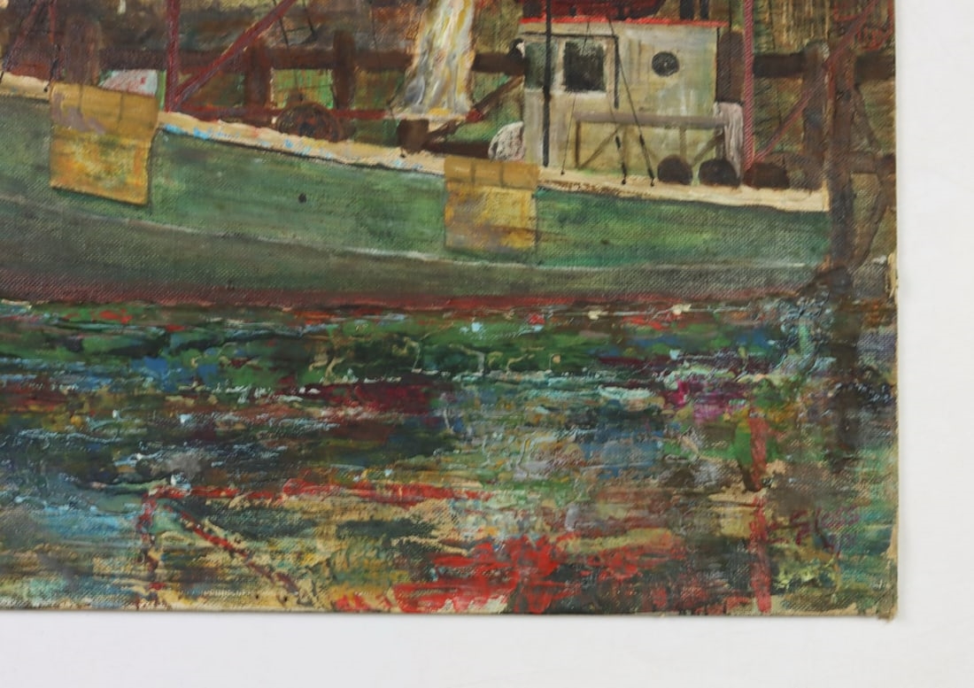 Artwork by Craig Sloss, Harbor Scene, Made of oil on canvas board