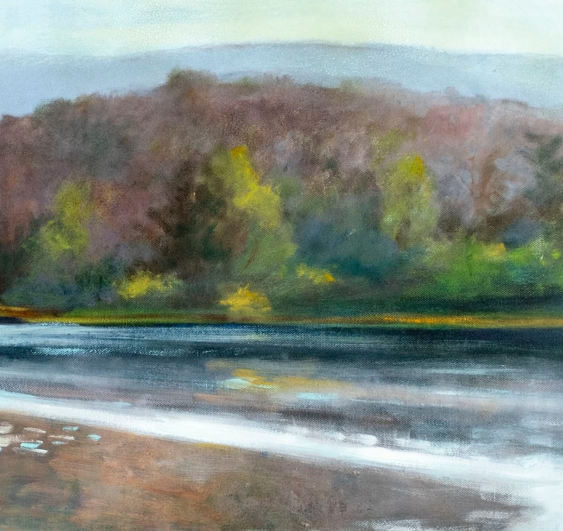 Artwork by Pleasant, Autumn Lake Landscape, Made of oil on canvas