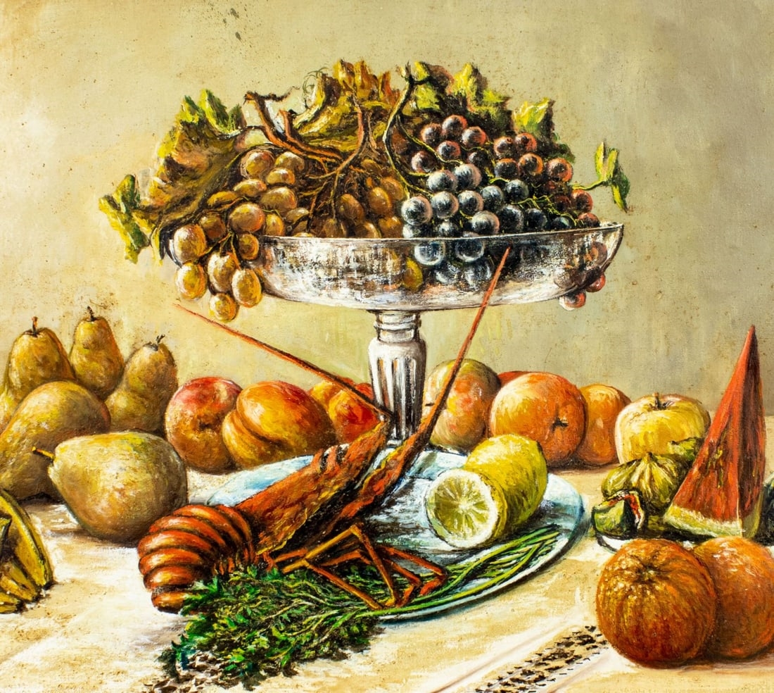 Artwork by Giuliani, Still Life with Fruit and Lobster, Made of oil on canvas