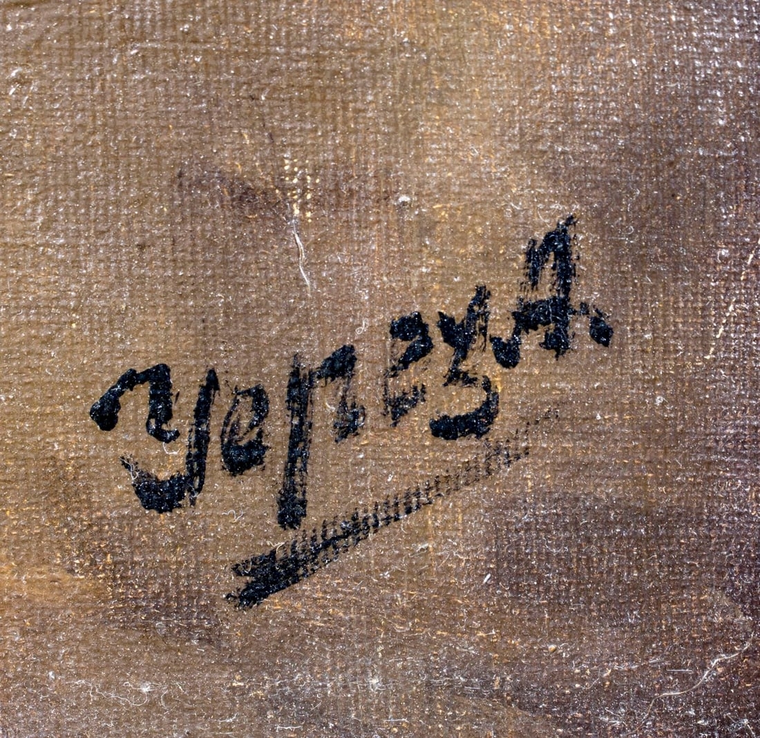 Artwork by José Yépez Arteaga, Card Players, Made of oil on canvas