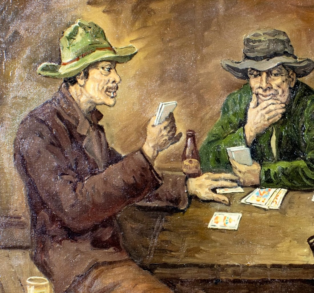 Artwork by José Yépez Arteaga, Card Players, Made of oil on canvas