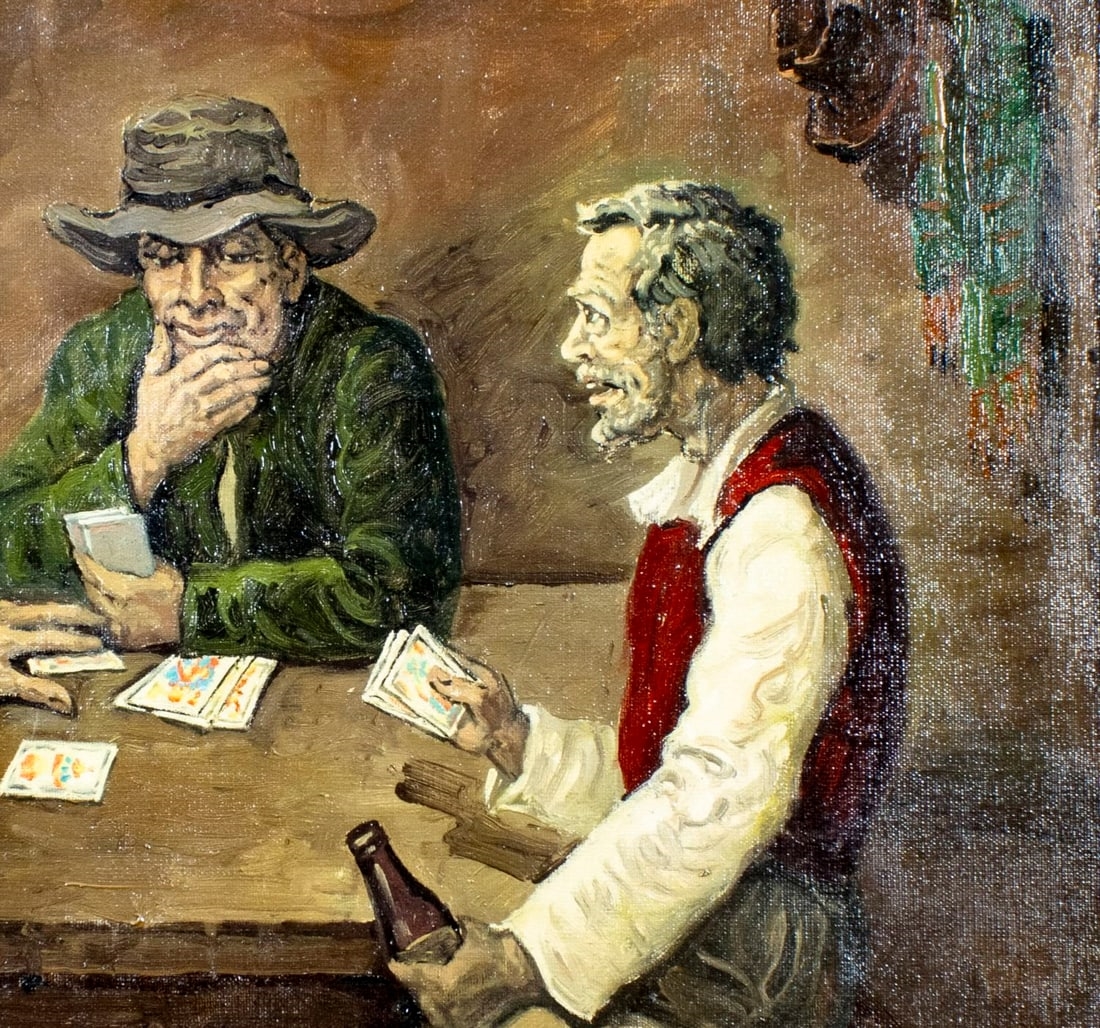 Artwork by José Yépez Arteaga, Card Players, Made of oil on canvas
