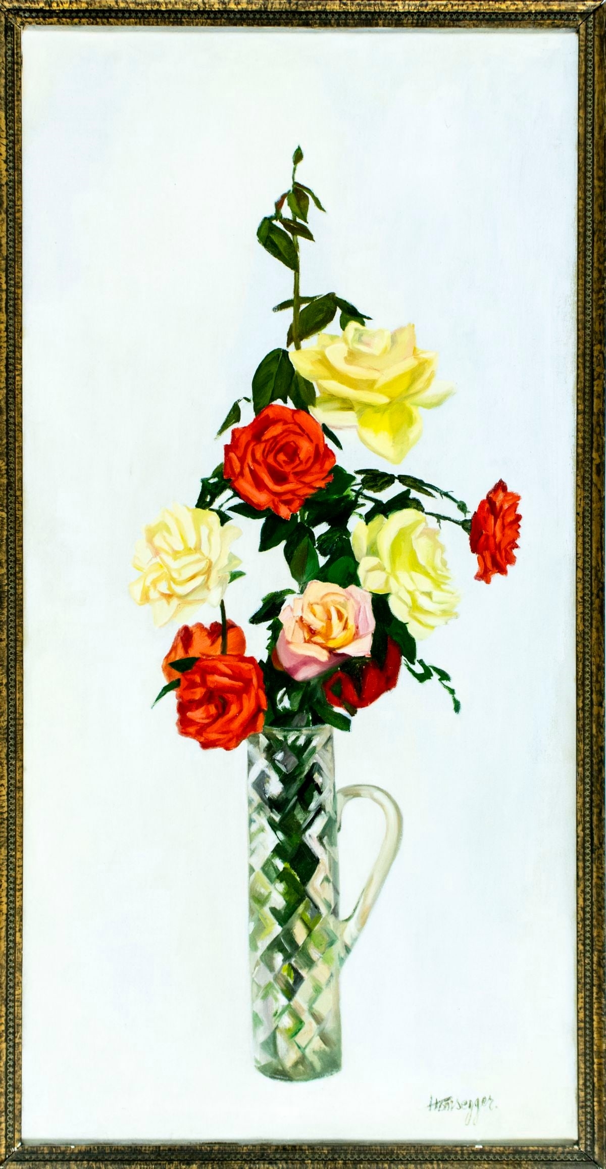 Artwork by John Hansegger, Still Life with Vase of Roses, Made of oil on canvas