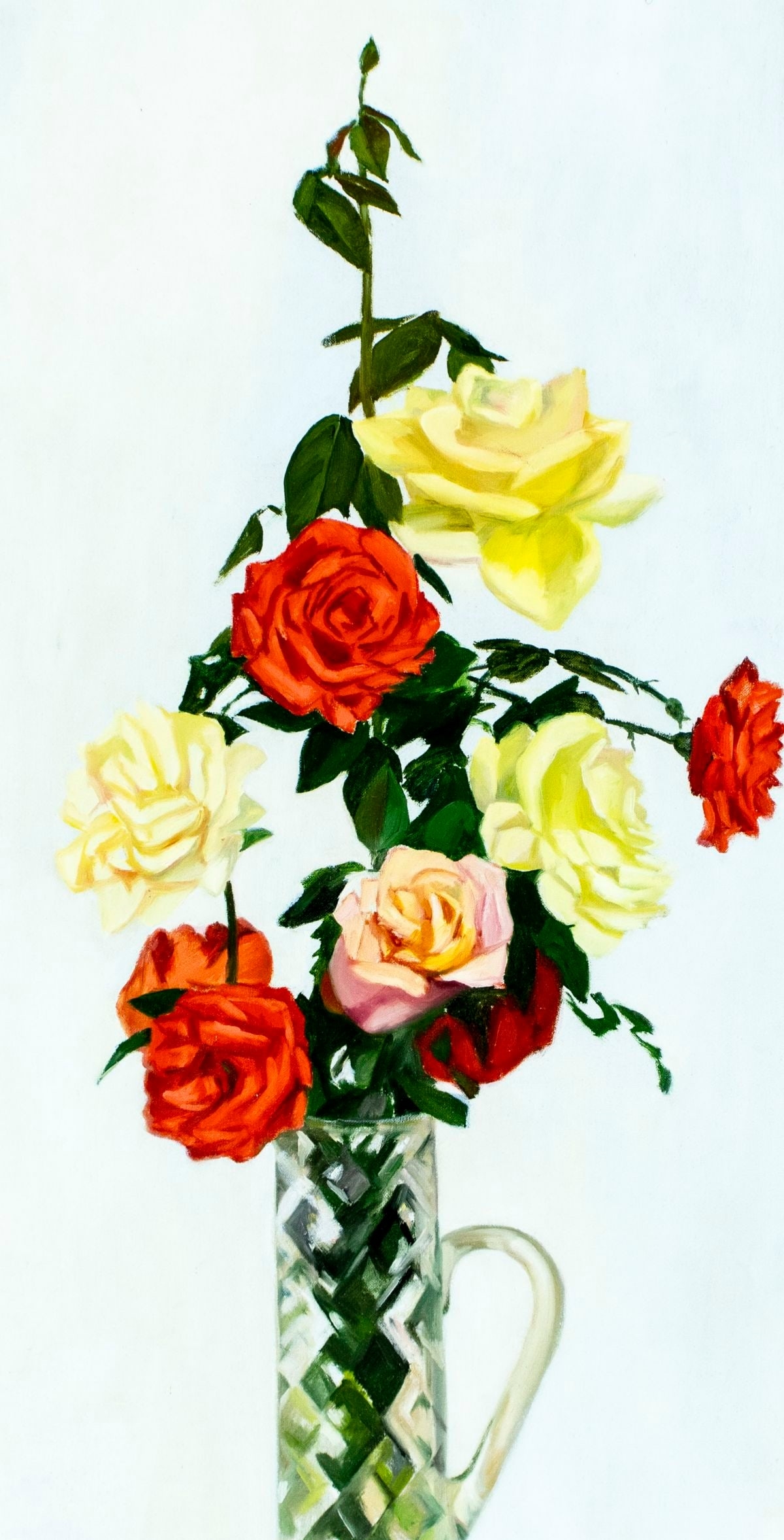 Artwork by John Hansegger, Still Life with Vase of Roses, Made of oil on canvas