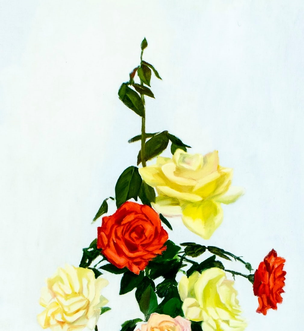 Artwork by John Hansegger, Still Life with Vase of Roses, Made of oil on canvas