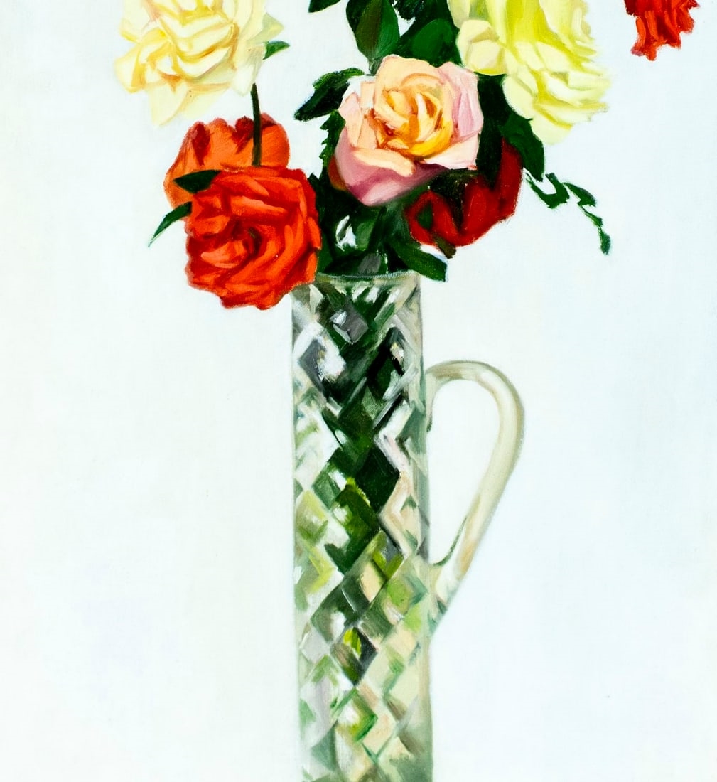 Artwork by John Hansegger, Still Life with Vase of Roses, Made of oil on canvas