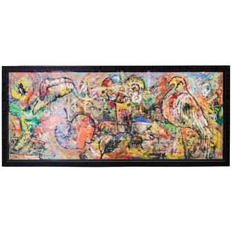 A wild natural scene with florals, birds, and abstract motifs in a bright color scheme - Denis Nunez