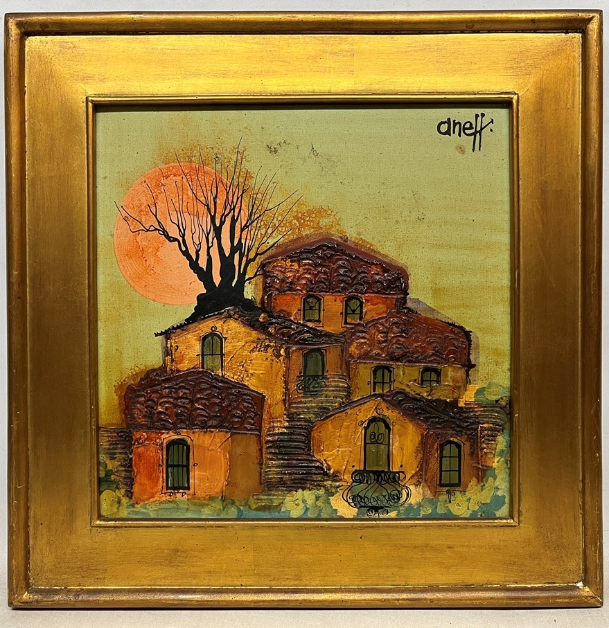 Artwork by Liny Aneff, Grupo de casas, Made of mixed media on canvas