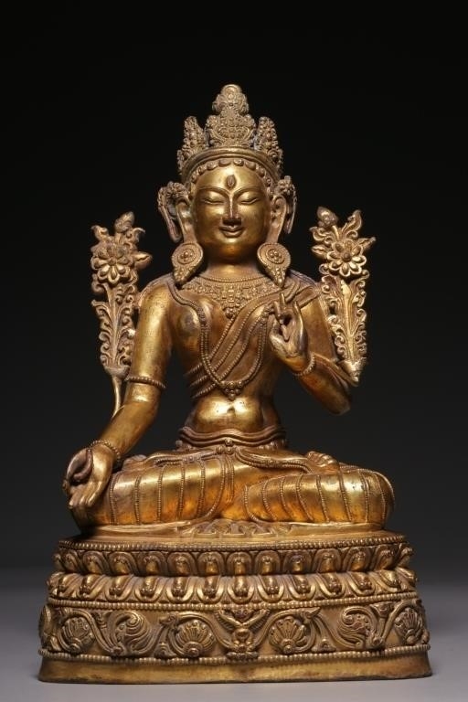 Artwork by Chinese School, Chinese Gilt Bronze Buddha Statue, Made of Bronze