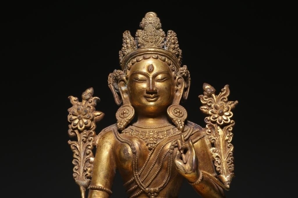 Artwork by Chinese School, Chinese Gilt Bronze Buddha Statue, Made of Bronze