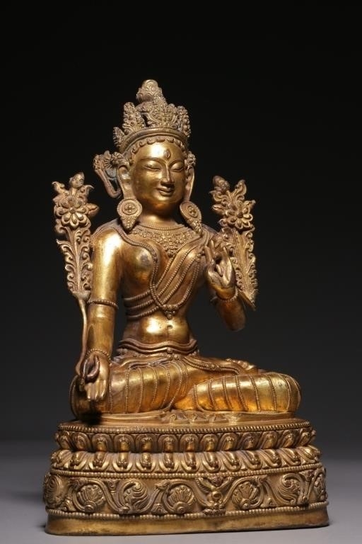 Artwork by Chinese School, Chinese Gilt Bronze Buddha Statue, Made of Bronze