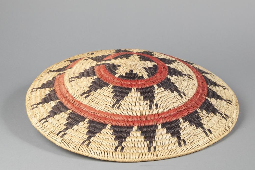 Artwork by Mary Black, Coiled Basketry Plaque, Made of natural fibers, dyes