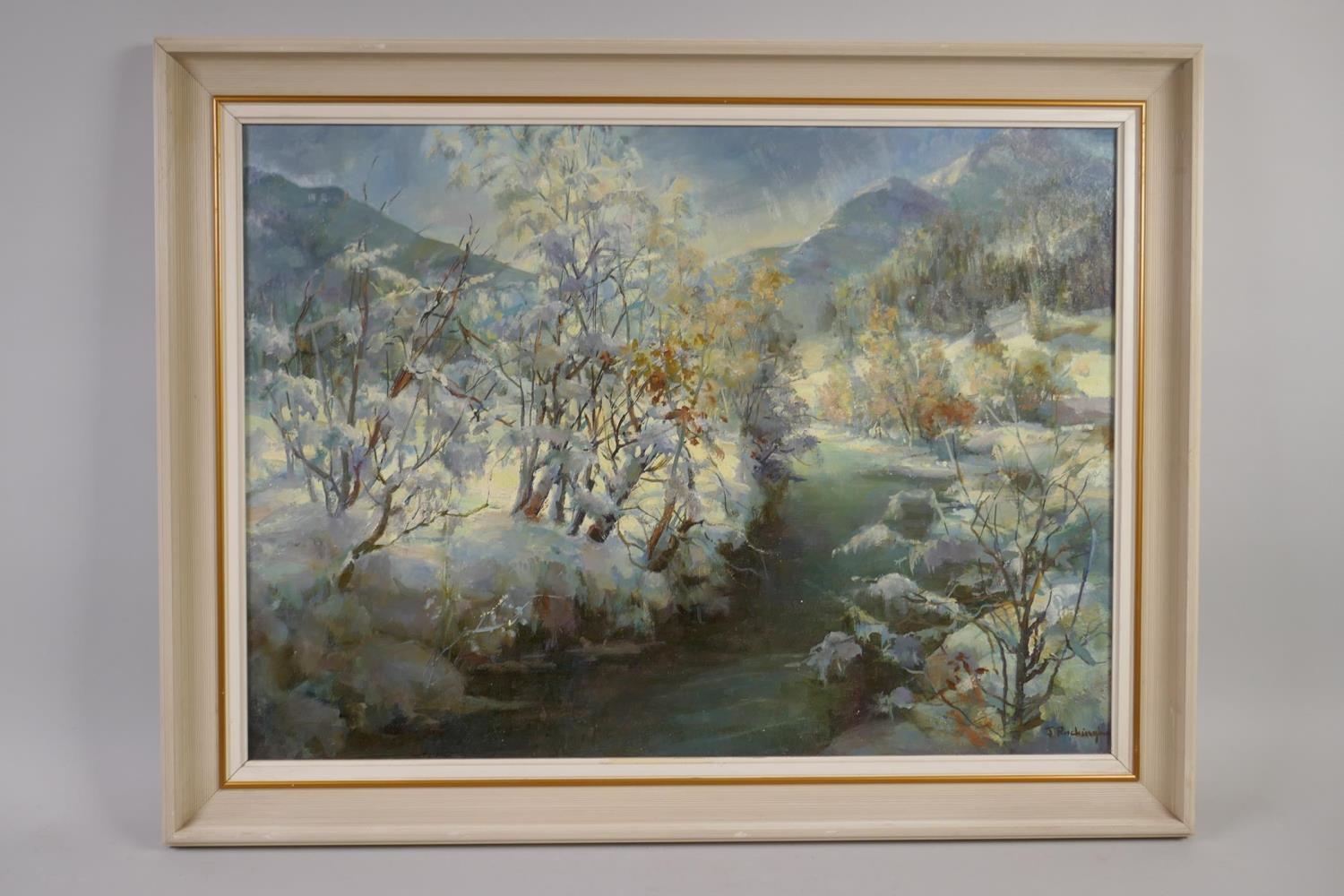 Joan Rockingham | winter landscape with a stream | MutualArt