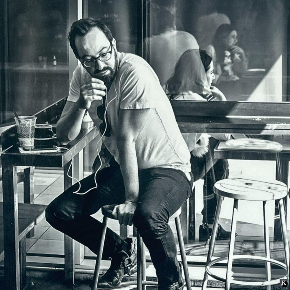 Artwork by Andy Marx, Cafe, Made of Black & White Photographic Print