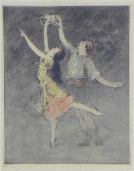 etching of two dancers - Troy Kinney