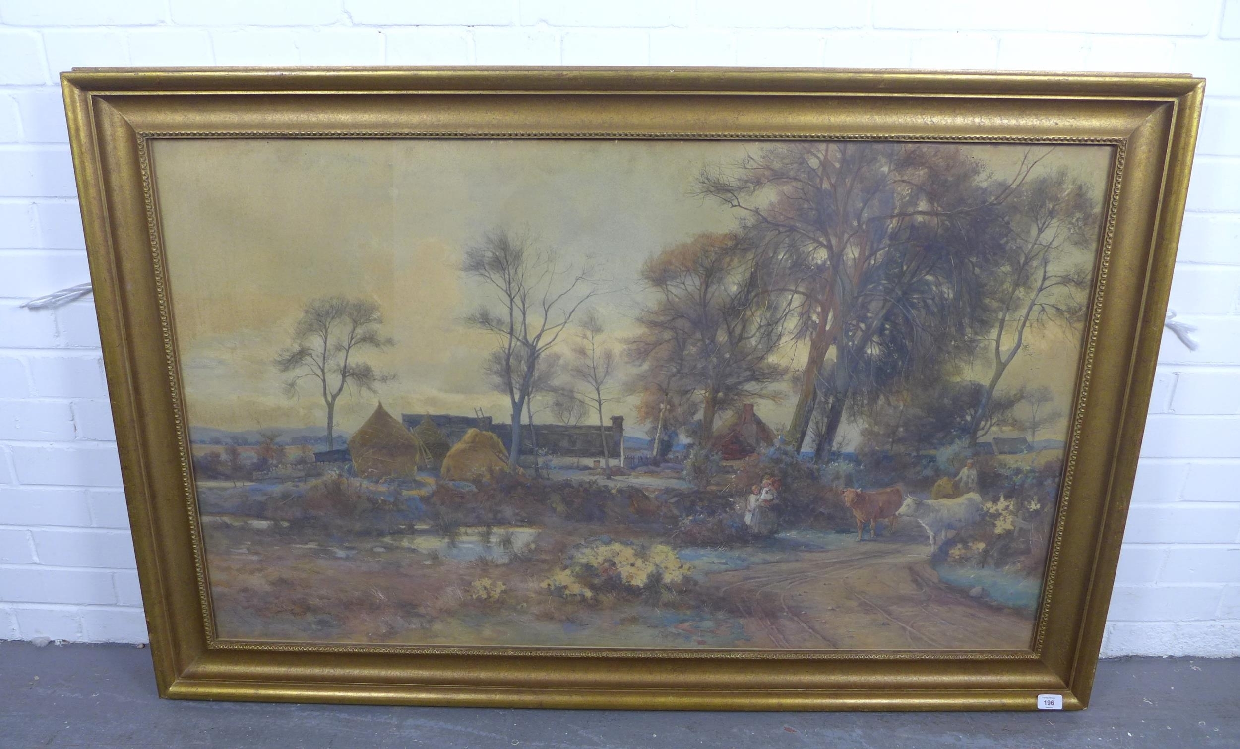Artwork by James Scott Kinnear, untitled landscape watercolour of Drovers with Edinburgh in the distance, Made of watercolour