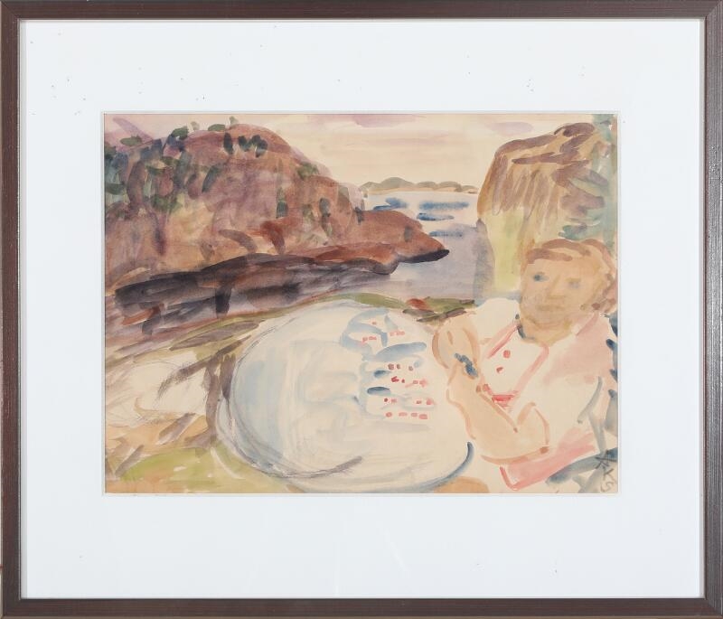 Artwork by Anna Klindt Sørensen, Sigurds kone lægger kabale, Made of Watercolour on paper