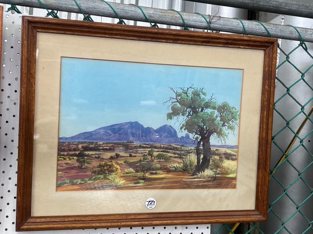 Artwork by Albert Namatjira, FRAMED ALBERT NAMATJIRA PRINT - MT SONDER MACDONNELL RANGES C1945, Made of print