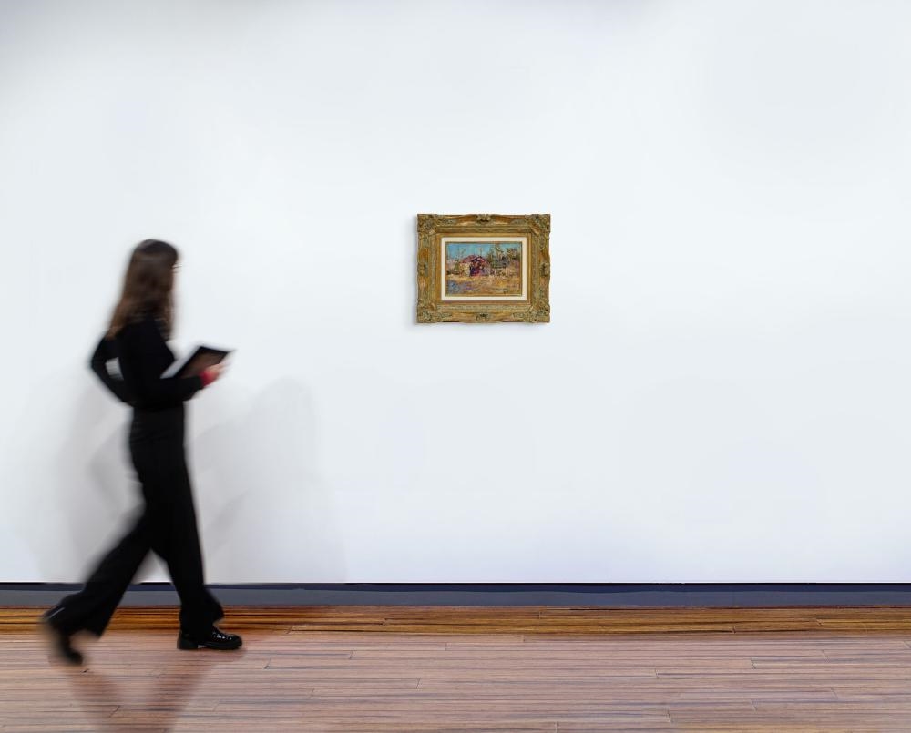 Artwork by Frederick McCubbin, Bush farm, Made of oil on wood panel