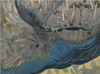 Morning landscape with neighbour's bull - William Robinson