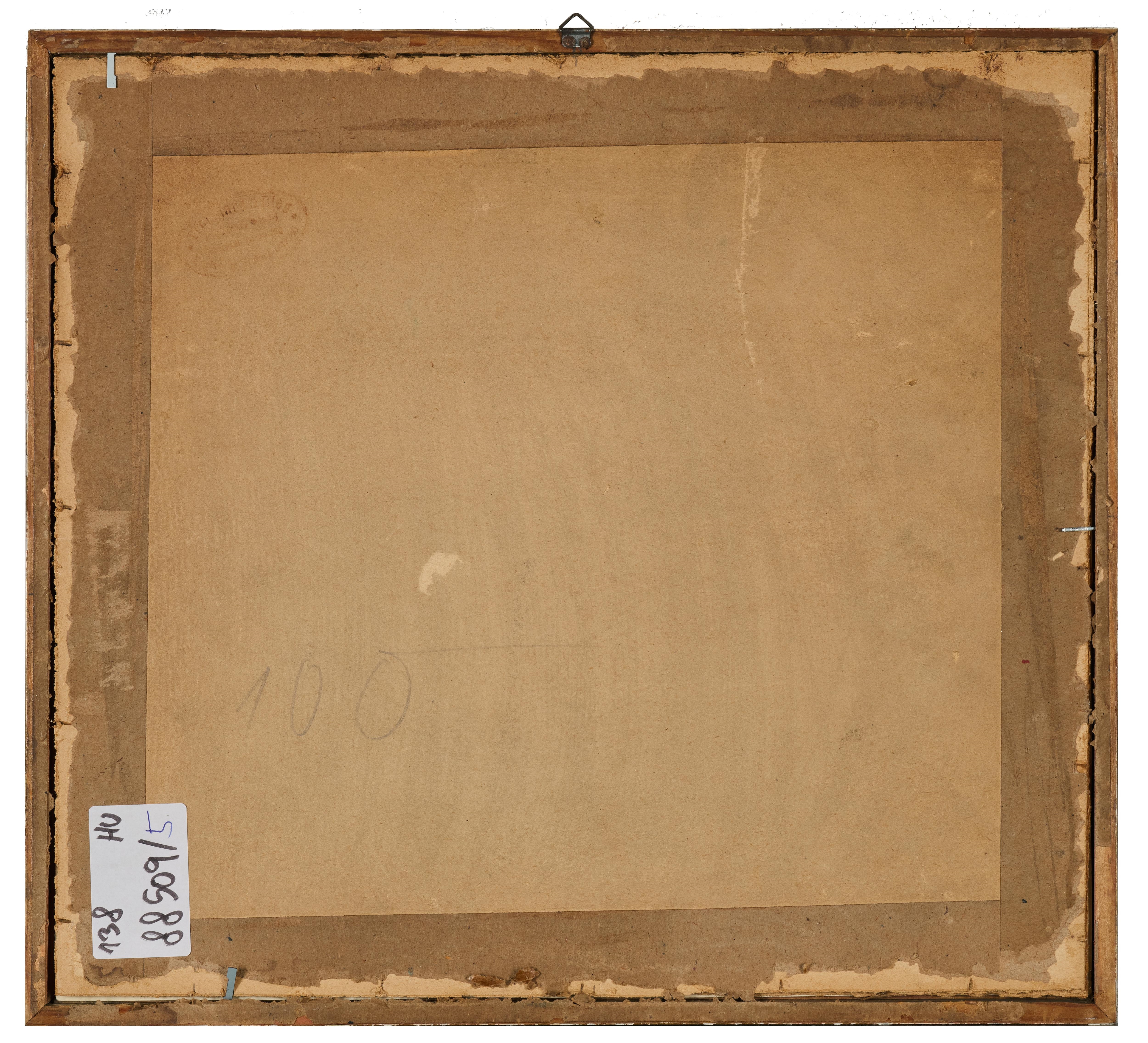 Artwork by Albert Haueisen, Schwarzes Zugpferd im Geschirr, Made of colored etching